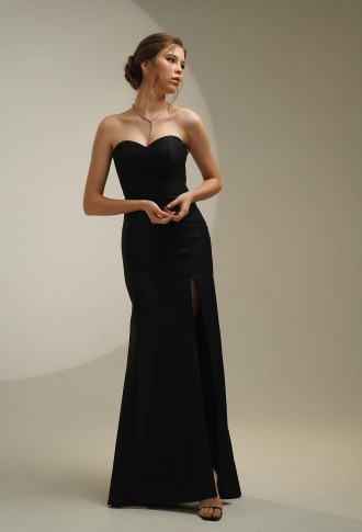 Чёрное атласное платье трансформер