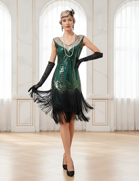 Изумрудное платье миди в стиле Гэтсби