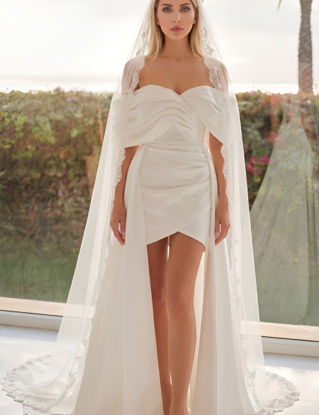 Белое атласное платье трансформер