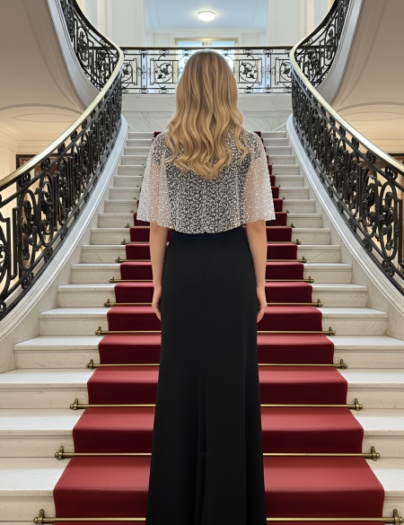 Сверкающая свадебная белая накидка из пайеток и бусин