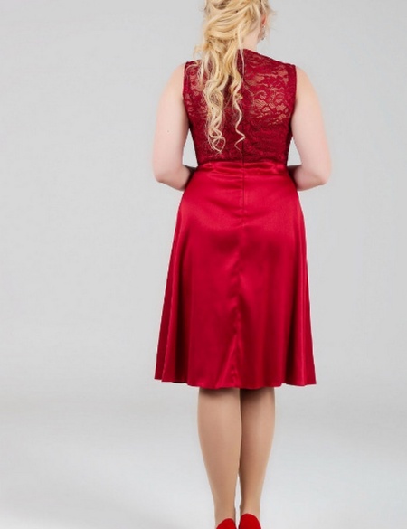 Кружевной верх, юбка атлас с болеро - Бордовый