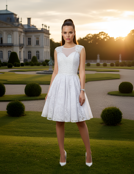 Белое кружевное платье со стразами