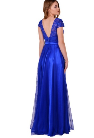 Синее фатиновое платье лиф с пайетками