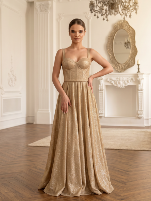 Золотое блестящее платье на лямках