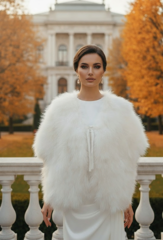 Меховая натуральная накидка из лебяжьего пуха