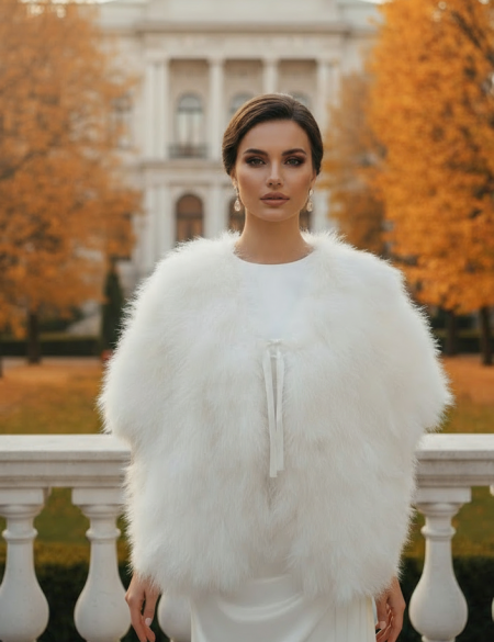 Меховая натуральная накидка из лебяжьего пуха