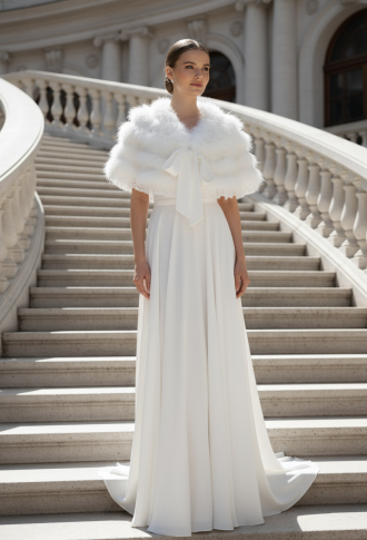 Меховая натуральная накидка из лебяжьего пуха с кружевом