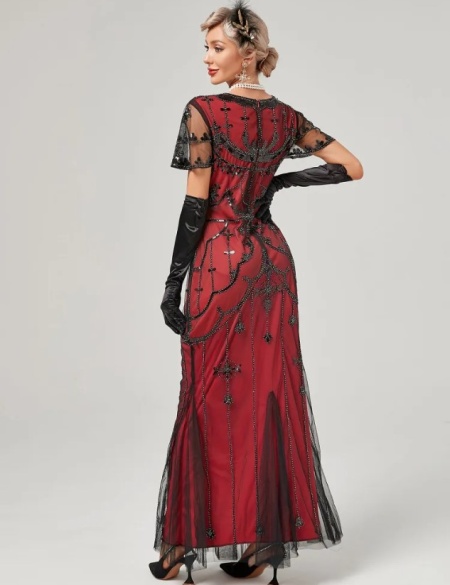 Красное длинное платье в стиле Гэтсби Чикаго