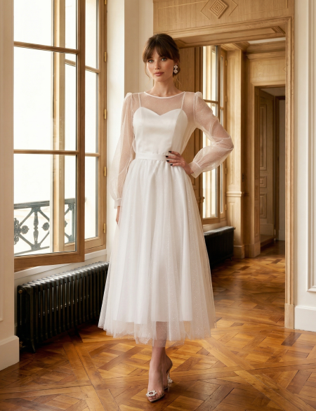 Белое платье миди трансформер 2 в 1