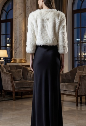 Шуба вязаная из меха кролика 