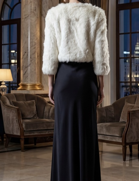 Шуба вязаная из меха кролика 