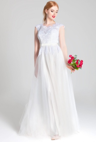 Свадебное платье с кружевным верхом Циара