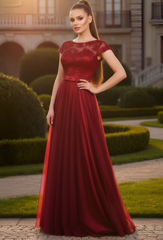 Бордовое фатиновое платье лиф с пайетками