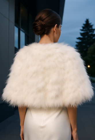 Меховая натуральная накидка на плечи из страусиных перьев