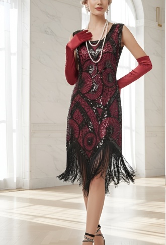 Красное платье в стиле Гэтсби без рукавов