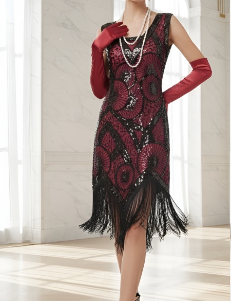 Красное платье в стиле Гэтсби без рукавов