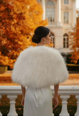 Меховая натуральная накидка из лебяжьего пуха