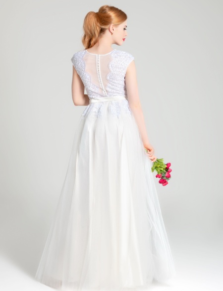 Свадебное платье с кружевным верхом Циара