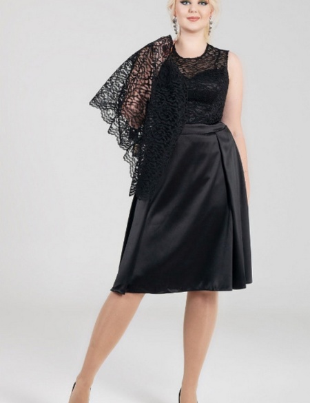 Кружевной верх, юбка атлас с болеро - Чёрный