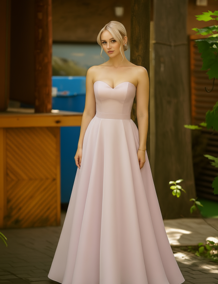 Лиловое платье с оборкой из цветов