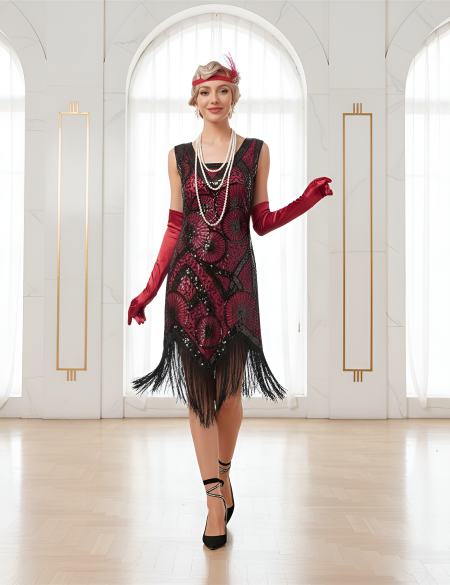 Красное платье в стиле Гэтсби без рукавов