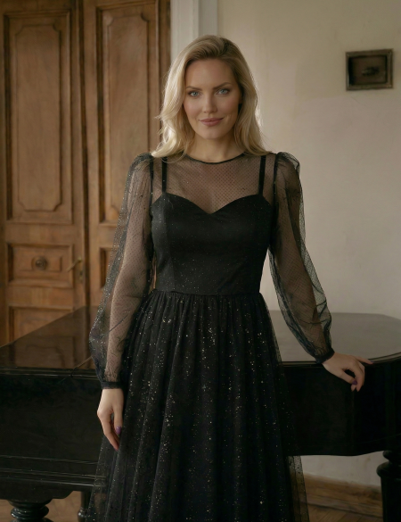 Чёрное платье миди трансформер 2 в 1