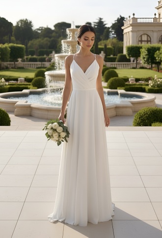 Белое атласное платье  на лямках с разрезом на ноге 