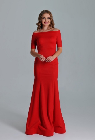 Серое платье по фигуре со спущенными плечами и рукавами 3/4