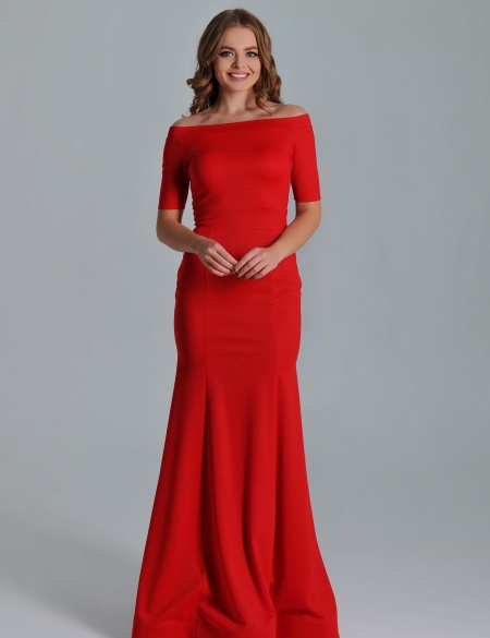 Серое платье по фигуре со спущенными плечами и рукавами 3/4