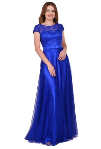 Синее фатиновое платье лиф с пайетками