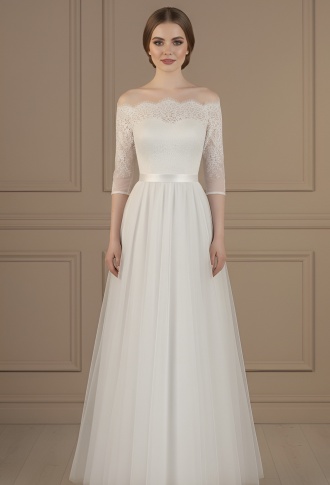 Свадебное платье с рукавами 3/4 Терри